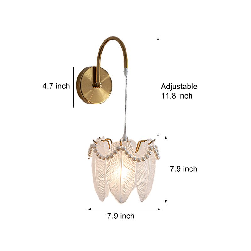 Glass Leaf Wall Sconce with Three-Step Dimming Modern Copper Finish