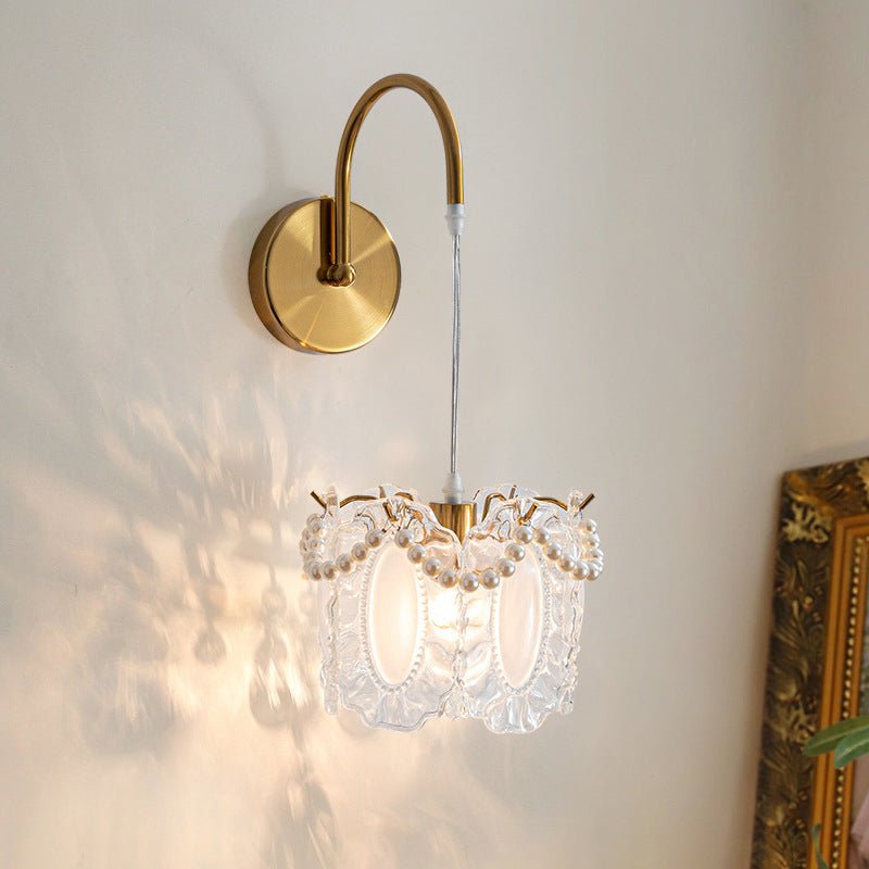 Glass Leaf Wall Sconce with Three-Step Dimming Modern Copper Finish