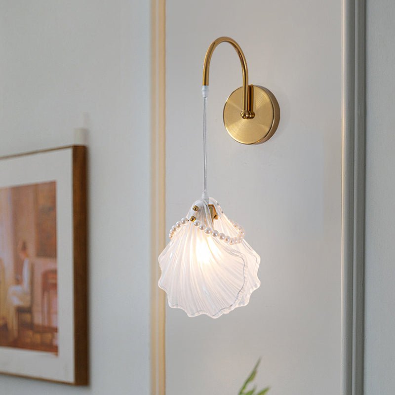 Glass Leaf Wall Sconce with Three-Step Dimming Modern Copper Finish