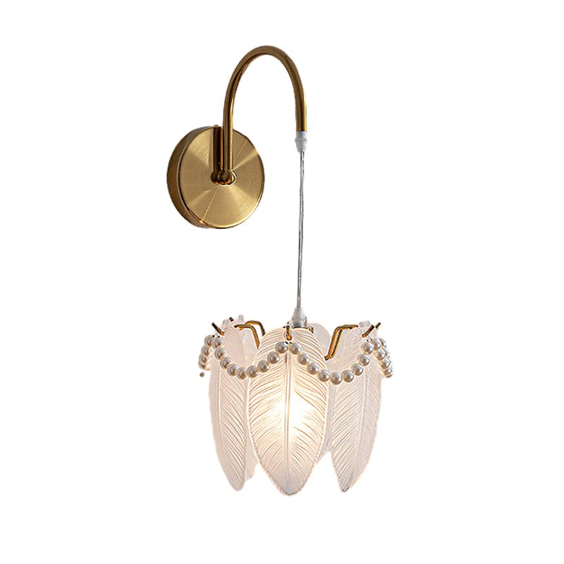Glass Leaf Wall Sconce with Three-Step Dimming Modern Copper Finish
