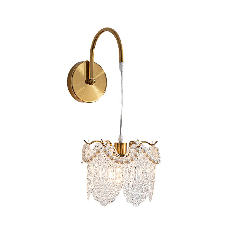 Glass Leaf Wall Sconce with Three-Step Dimming Modern Copper Finish
