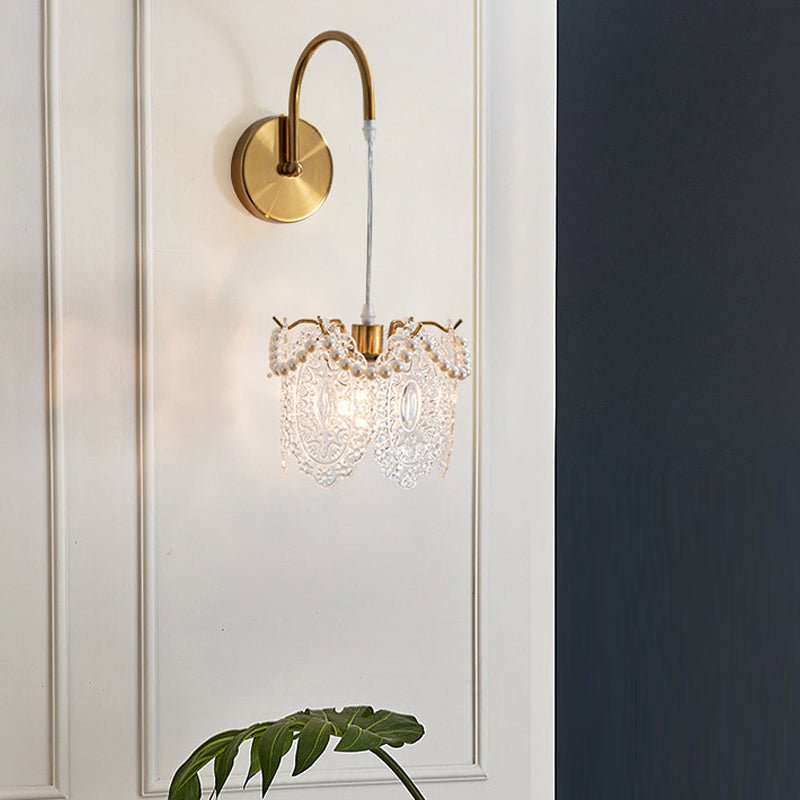 Glass Leaf Wall Sconce with Three-Step Dimming Modern Copper Finish