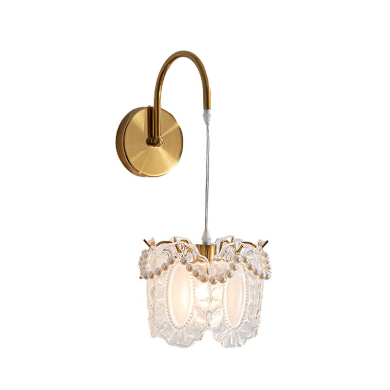 Glass Leaf Wall Sconce with Three-Step Dimming Modern Copper Finish