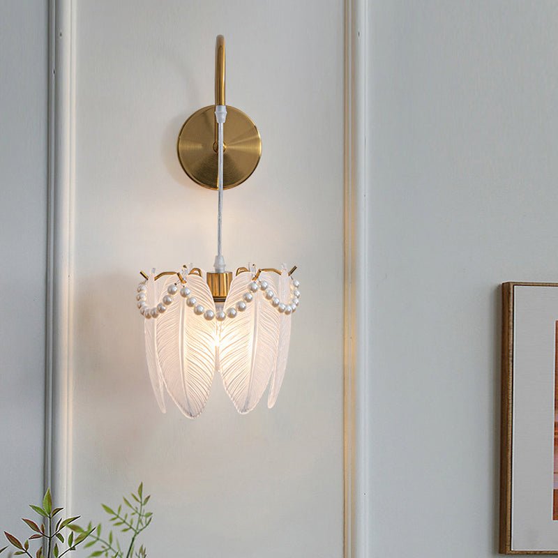 Glass Leaf Wall Sconce with Three-Step Dimming Modern Copper Finish