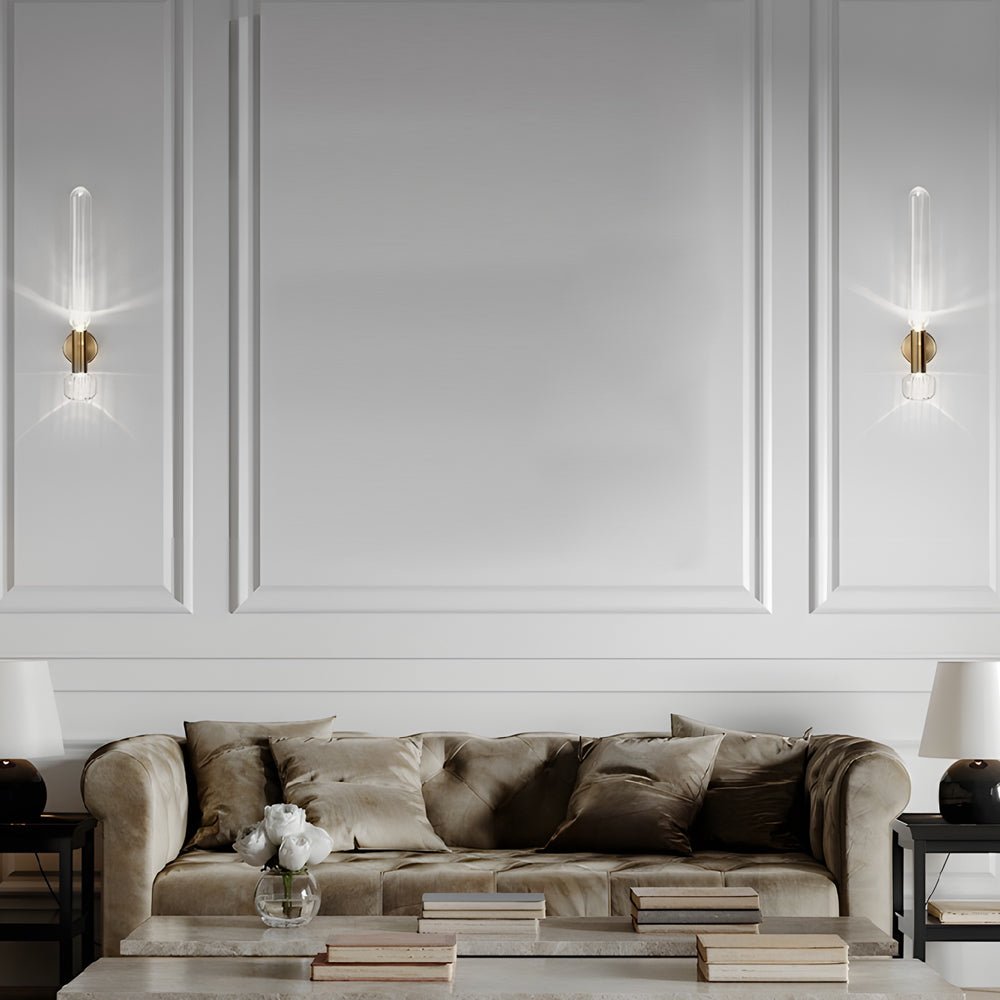 Glass Tube Wall Sconce - Modern Up Down Light Fixture Gold
