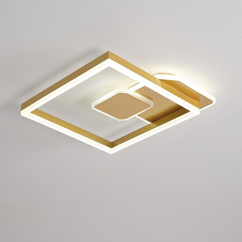 Geometric Square LED Flush Mount Ceiling Light - Dimmable