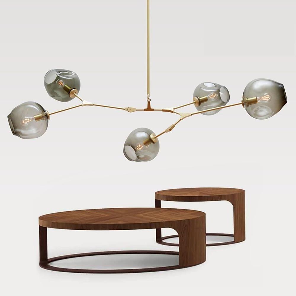 Sputnik Industrial Glass Chandelier with Customizable Shades