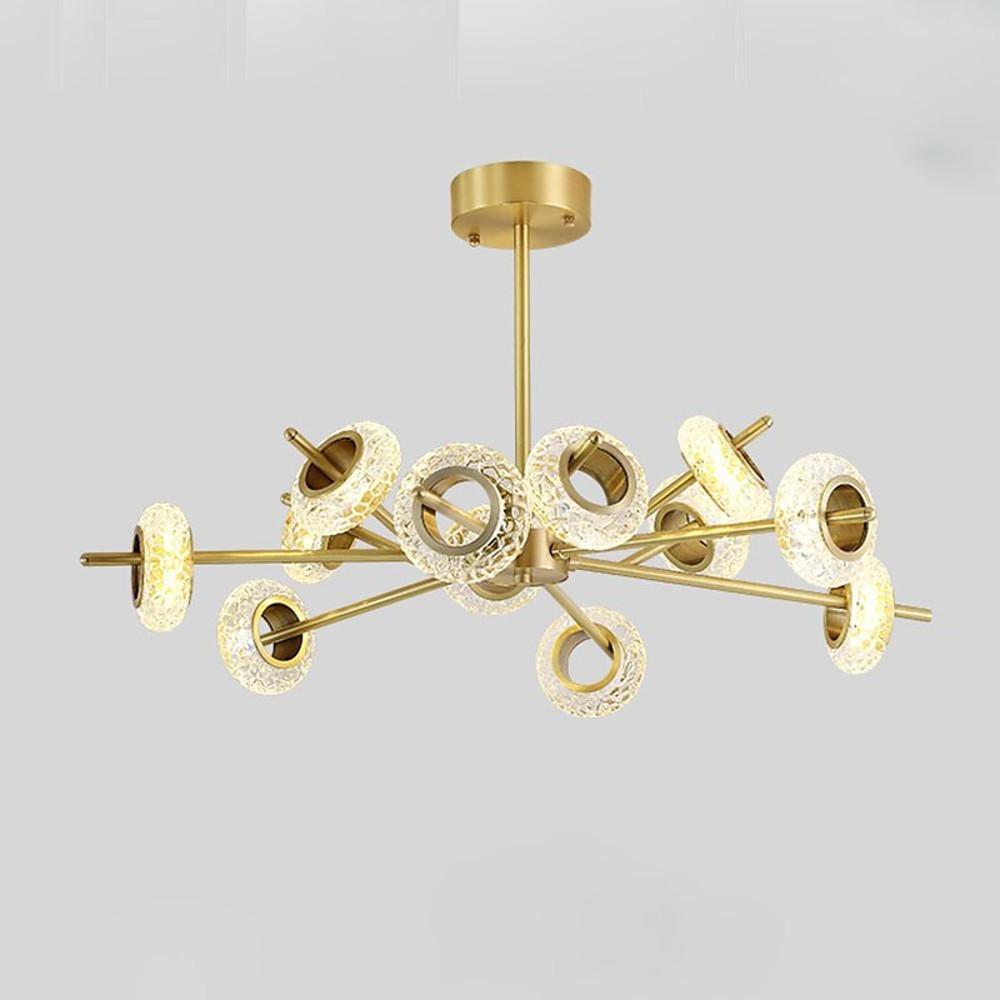 Modern Crystal Sputnik LED Chandelier Gold Electroplated Finish