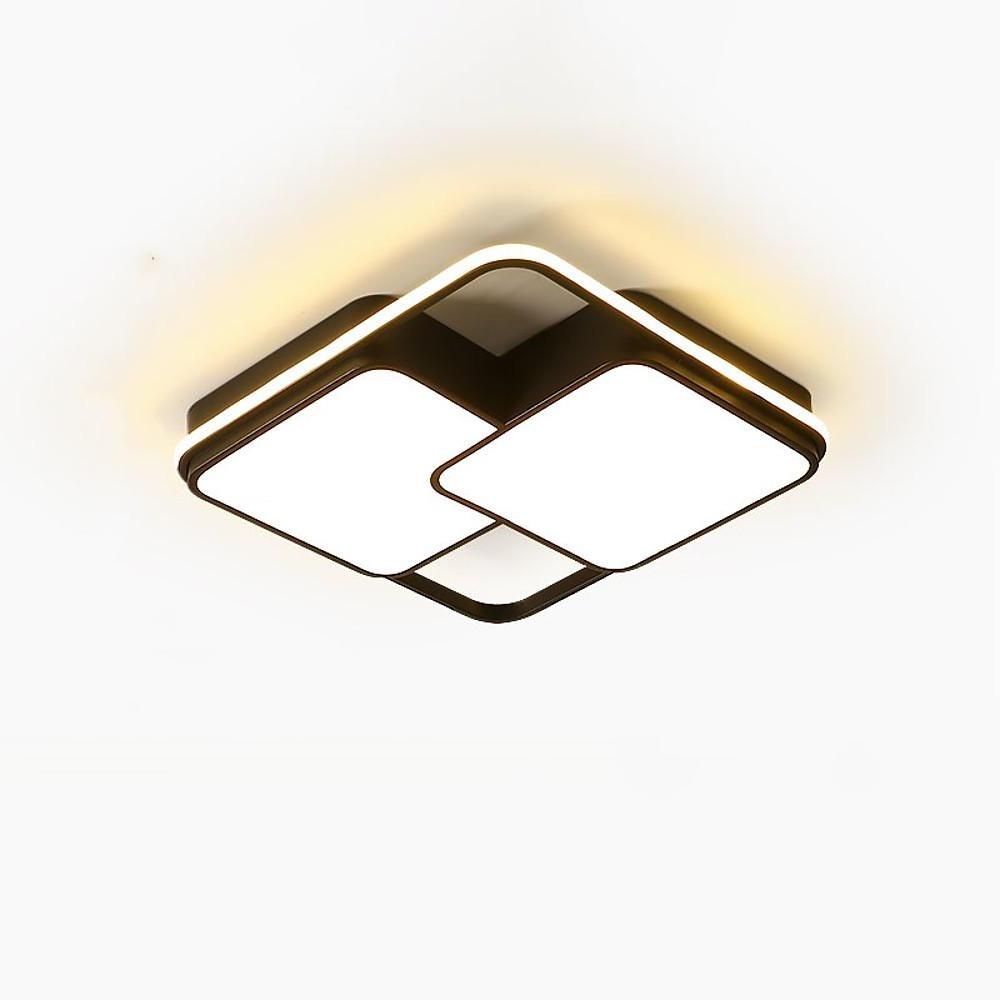Triple Square Black LED Flush Mount Ceiling Light - Modern Dimmable