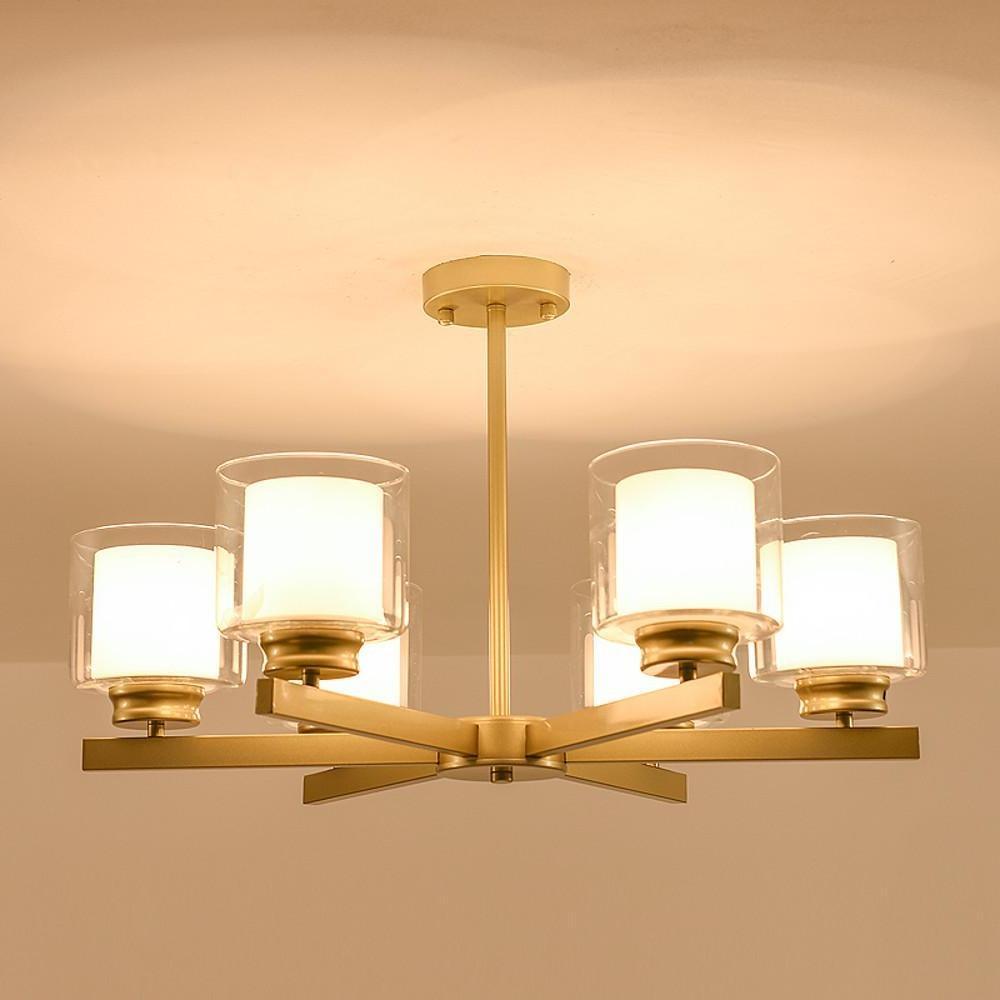 6-Light Glass Candlestick Modern Chandelier with Metal Frame