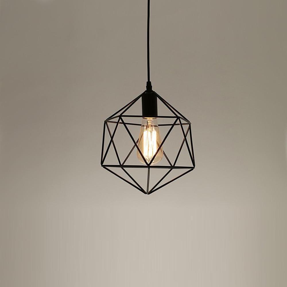 Geometric Cage LED Pendant Light Industrial Metal Flush Mount
