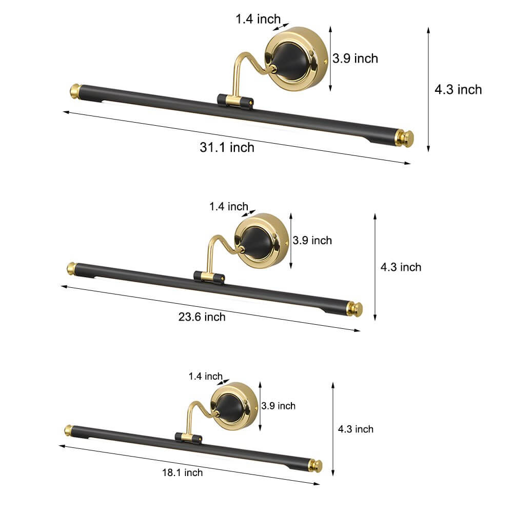 Rotatable Linear LED Bathroom Vanity Light - Gold & Black Vintage