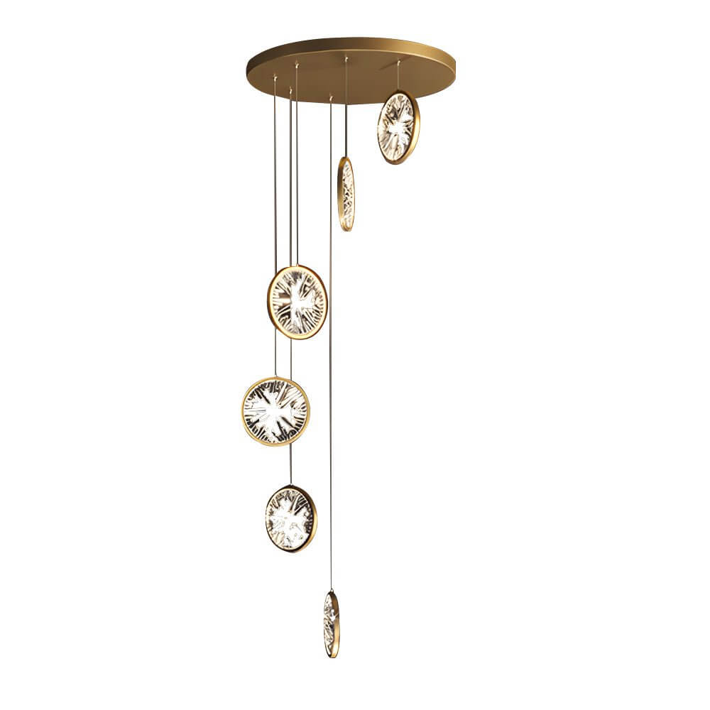 Modern Crystal Staircase Chandelier with Gold Finish