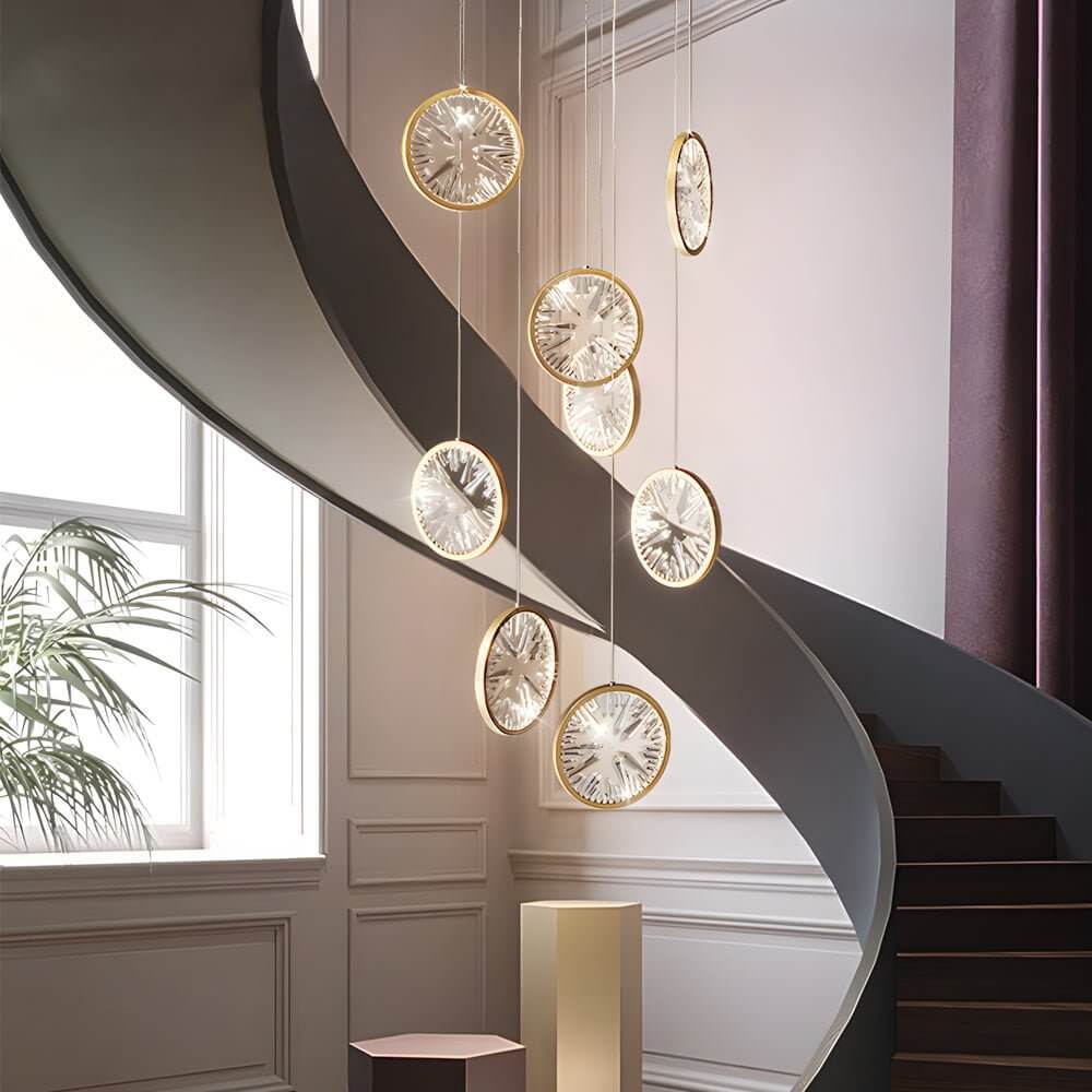 Modern Crystal Staircase Chandelier with Gold Finish