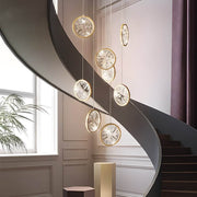 Modern Crystal Staircase Chandelier with Gold Finish
