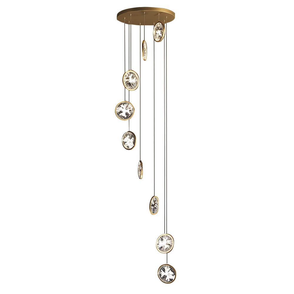 Modern Crystal Staircase Chandelier with Gold Finish