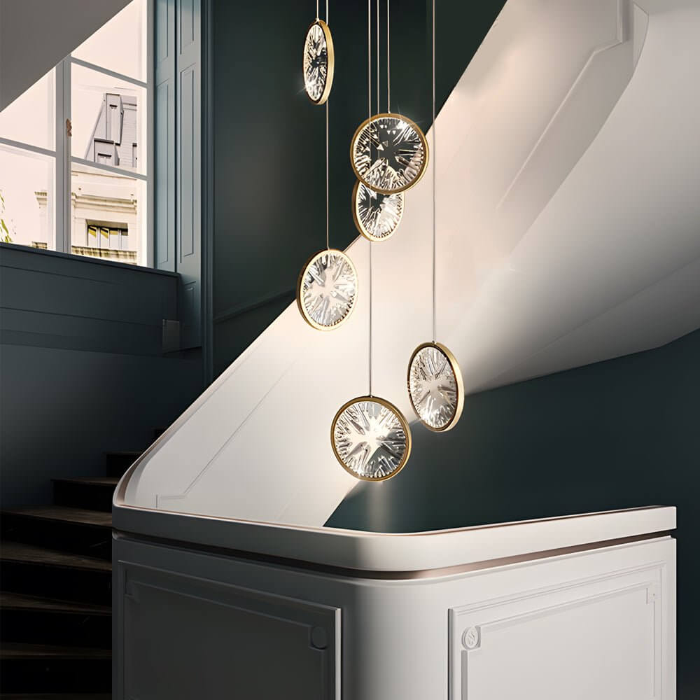 Modern Crystal Staircase Chandelier with Gold Finish