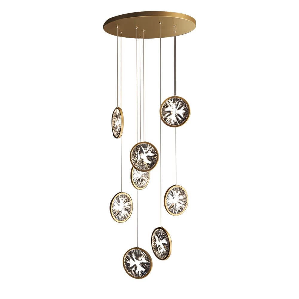 Modern Crystal Staircase Chandelier with Gold Finish