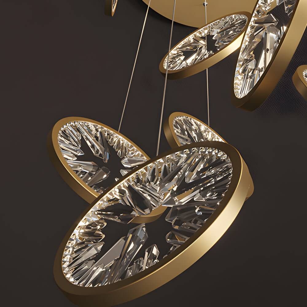 Modern Crystal Staircase Chandelier with Gold Finish