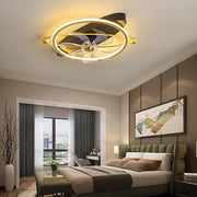 Gold Industrial Flush Mount LED Ceiling Fan with Remote Control