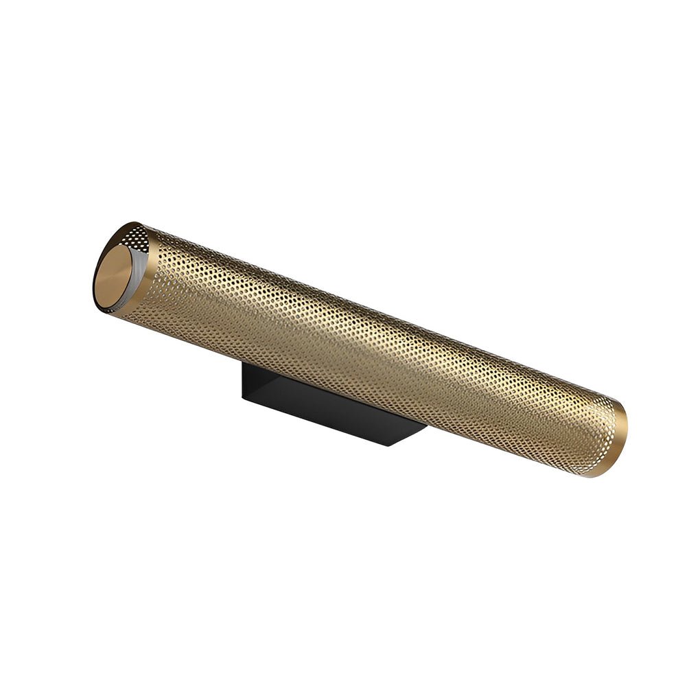 Gold Perforated Cylindrical Bathroom Vanity Light – Modern Mesh