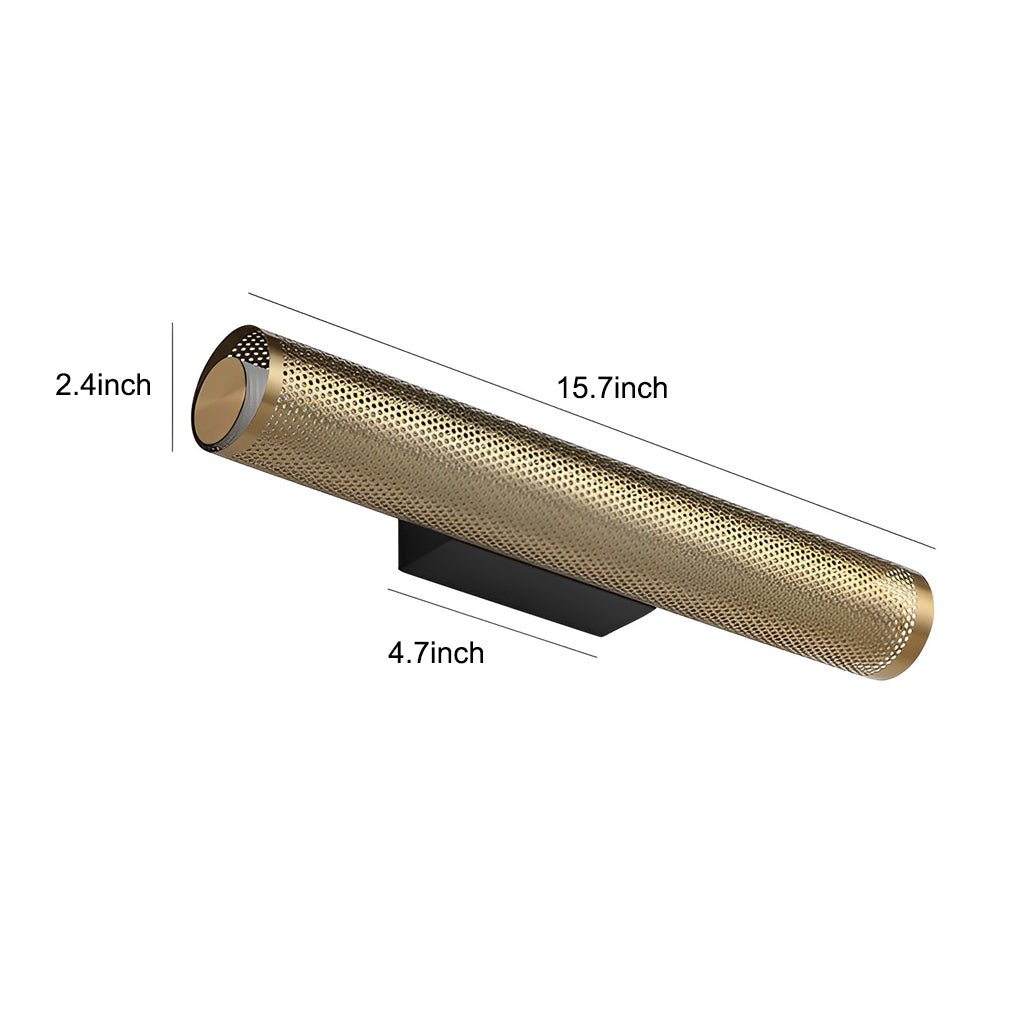 Gold Perforated Cylindrical Bathroom Vanity Light – Modern Mesh