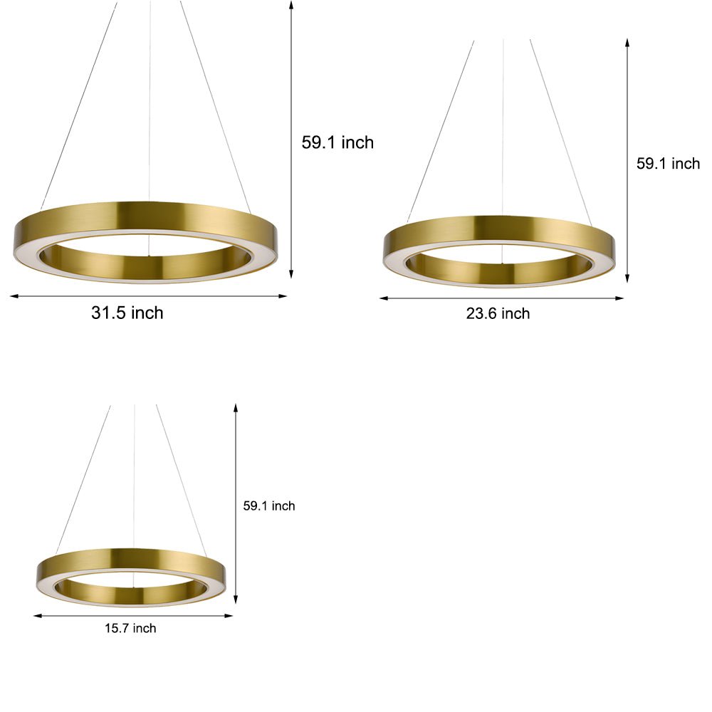 Modern Ring Pendant Light - Champagne Gold LED Acrylic Ceiling
