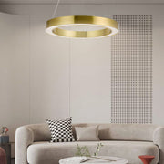 Modern Ring Pendant Light - Champagne Gold LED Acrylic Ceiling