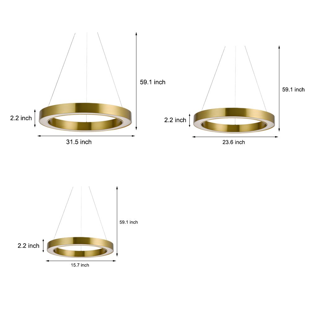 Modern Ring Pendant Light - Champagne Gold LED Acrylic Ceiling