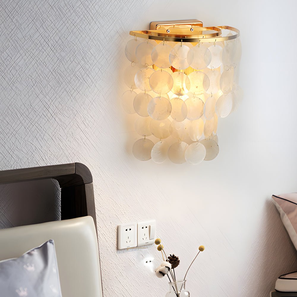 Capiz Shell Wall Sconce LED Metallic Modern Bedside Wall Light