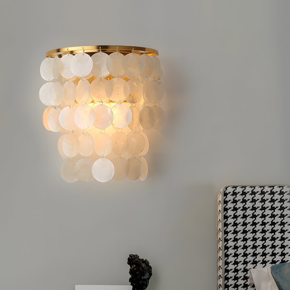 Capiz Shell Wall Sconce LED Metallic Modern Bedside Wall Light