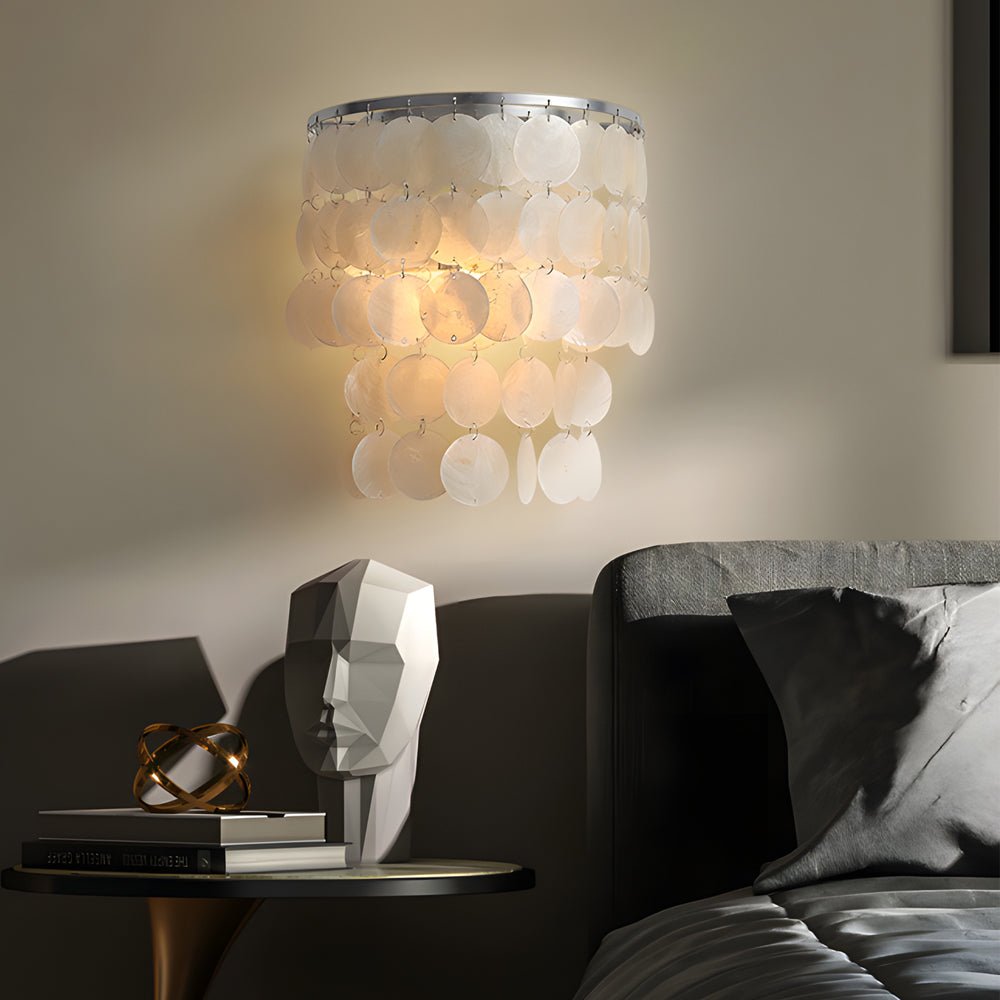 Capiz Shell Wall Sconce LED Metallic Modern Bedside Wall Light
