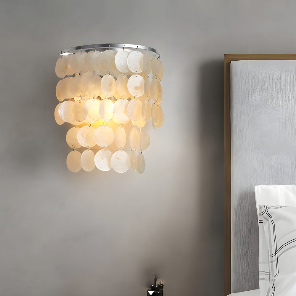 Capiz Shell Wall Sconce LED Metallic Modern Bedside Wall Light
