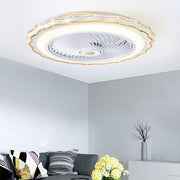 Crown-Shaped Bladeless Ceiling Fan with Light & Remote - Gold White