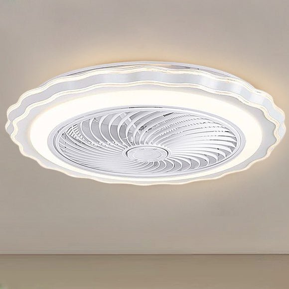Crown-Shaped Bladeless Ceiling Fan with Light & Remote - Gold White
