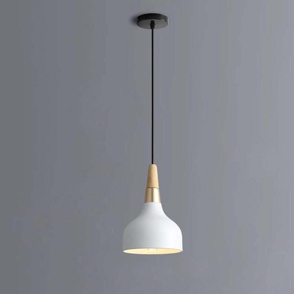 Modern Wood Metal Pendant Light LED Lantern Hanging Lamp
