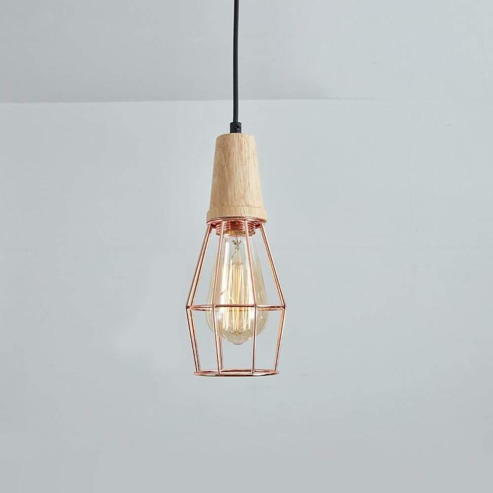 Vintage Lantern Pendant Light | Metal Wood Design | LED Ceiling