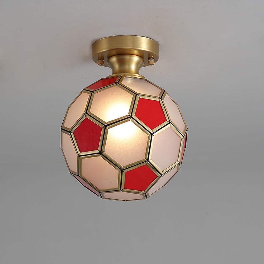 Football Flush Mount Ceiling Light Copper Glass Kids Room Lighting