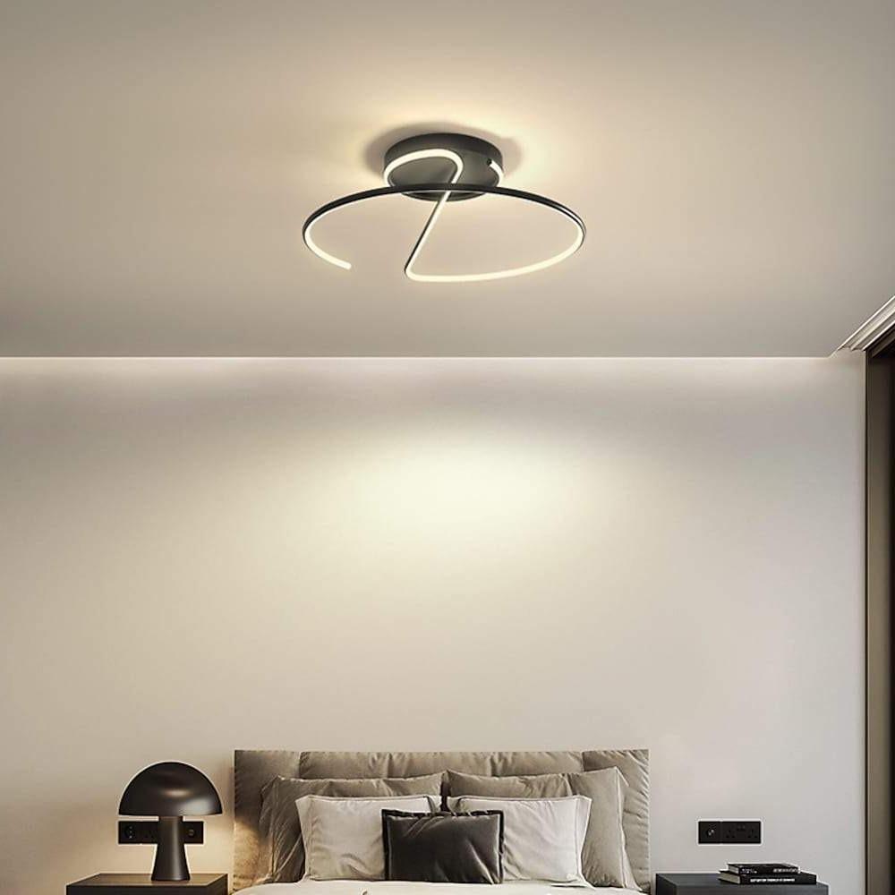 Dimmable LED Semi-Flush Mount Ceiling Light Modern Metal Geometric