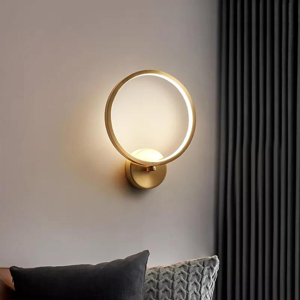 Modern Circular LED Flush Mount Ceiling Light in Gold Copper