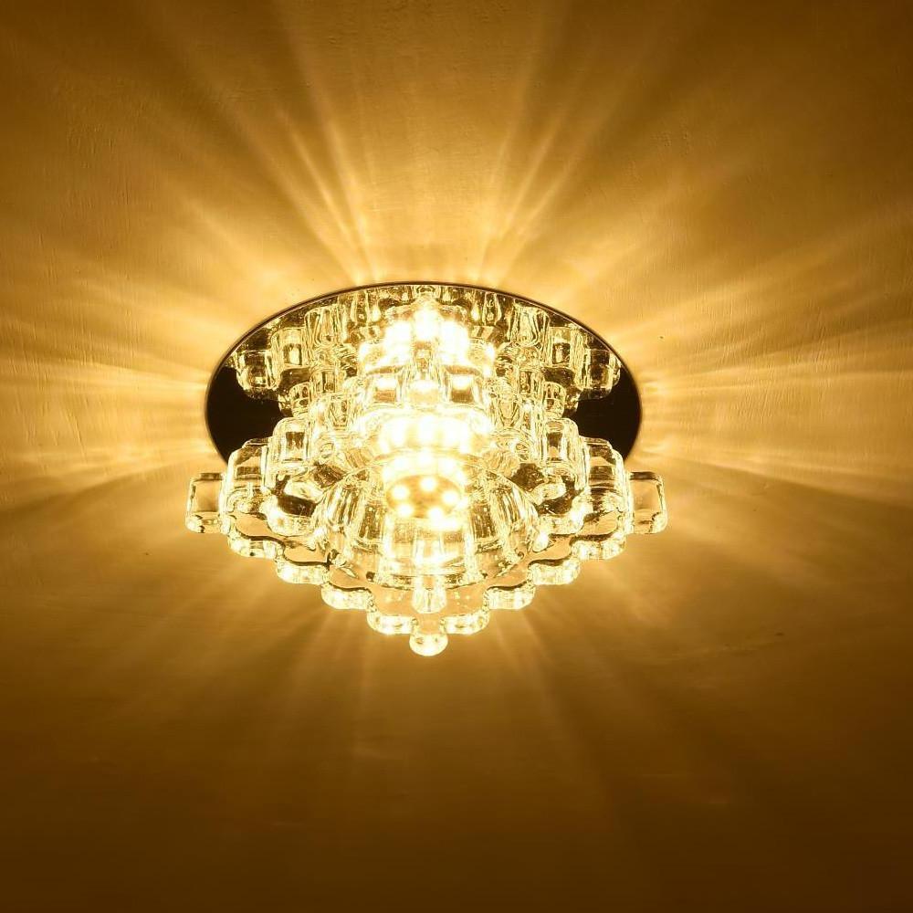 Geometric Crystal Flush Mount Ceiling Light Modern Metal Fixture