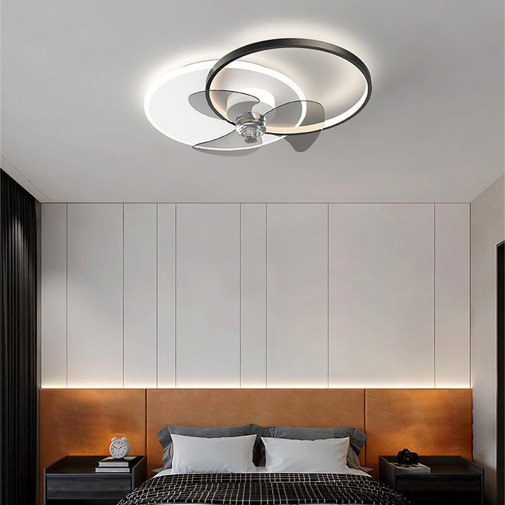 24'' Modern Flush Mount Ceiling Fan with Dimmable LED Light & Remote