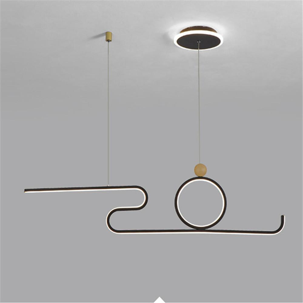 Modern Circle Linear LED Pendant Light - Black & Gold