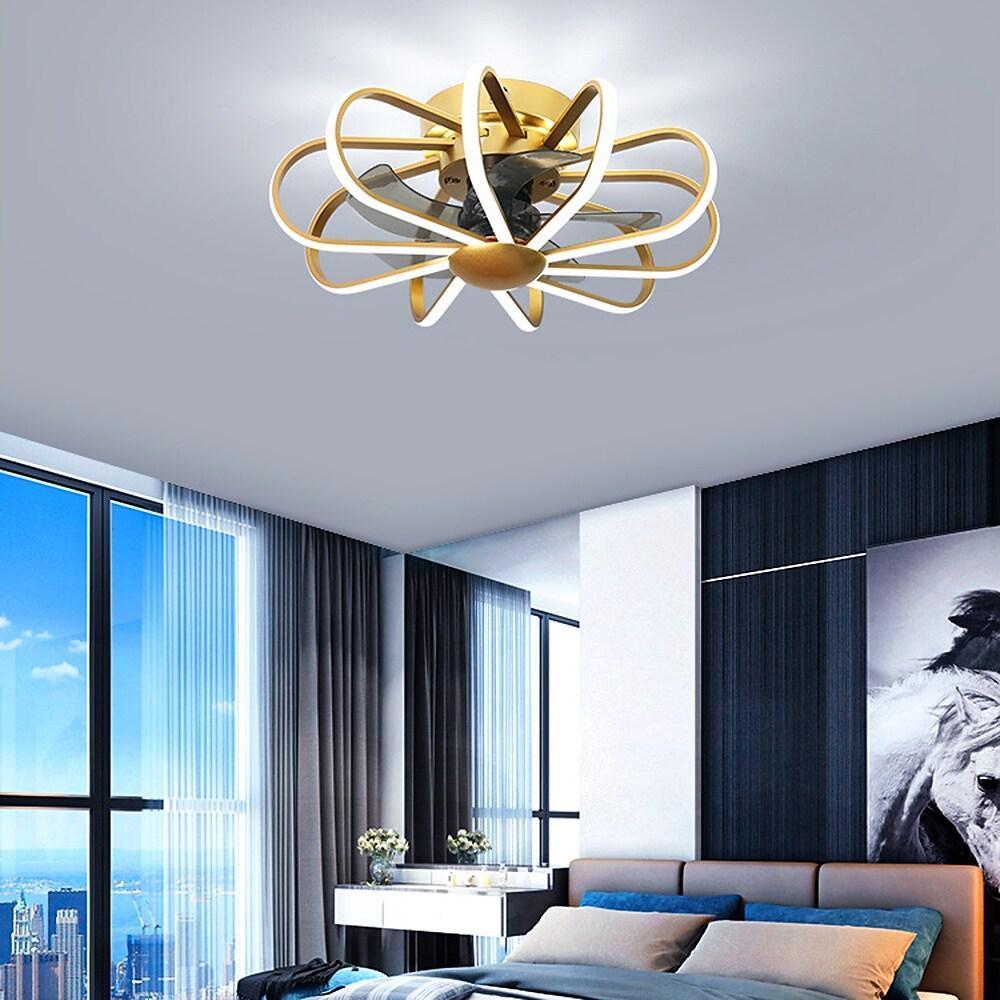 Modern 5-Blade Ceiling Fan with Integrated LED Ambient Lighting