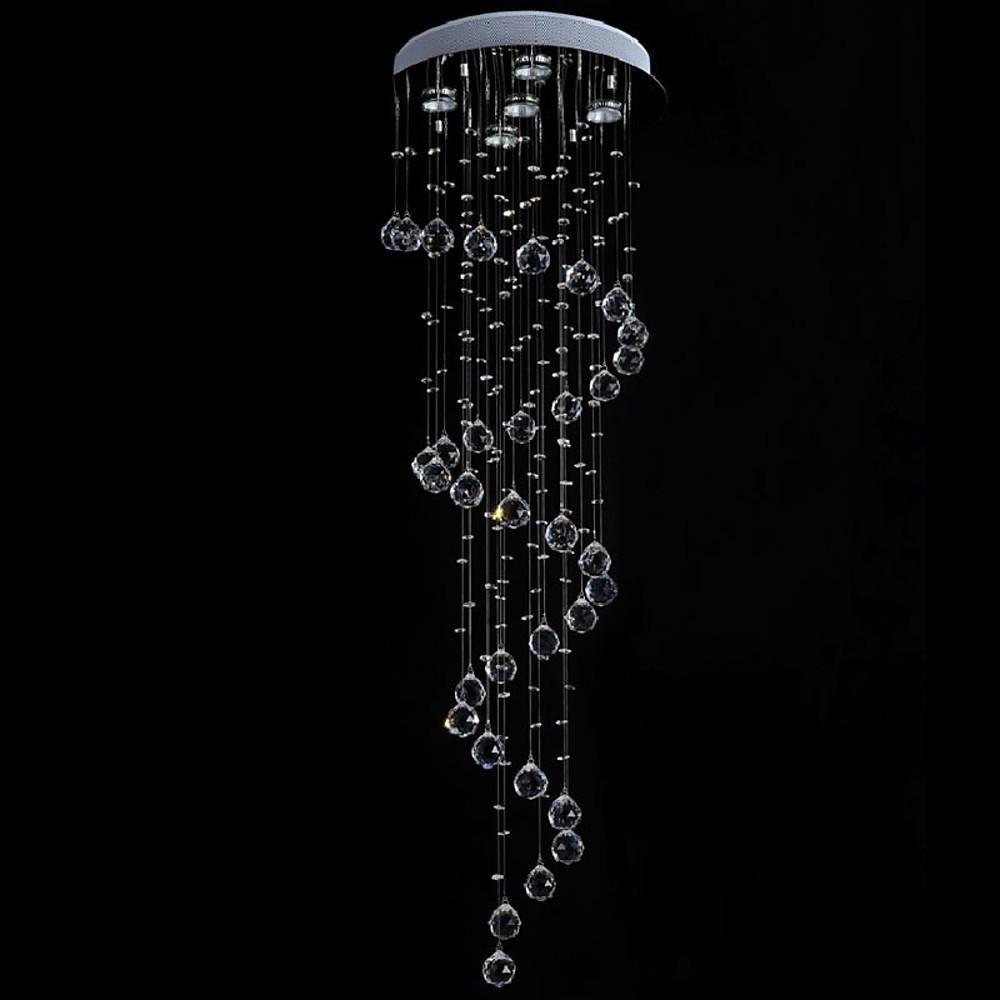 Spiral Crystal Raindrop Chandelier - Modern 5-Tier Staircase Light