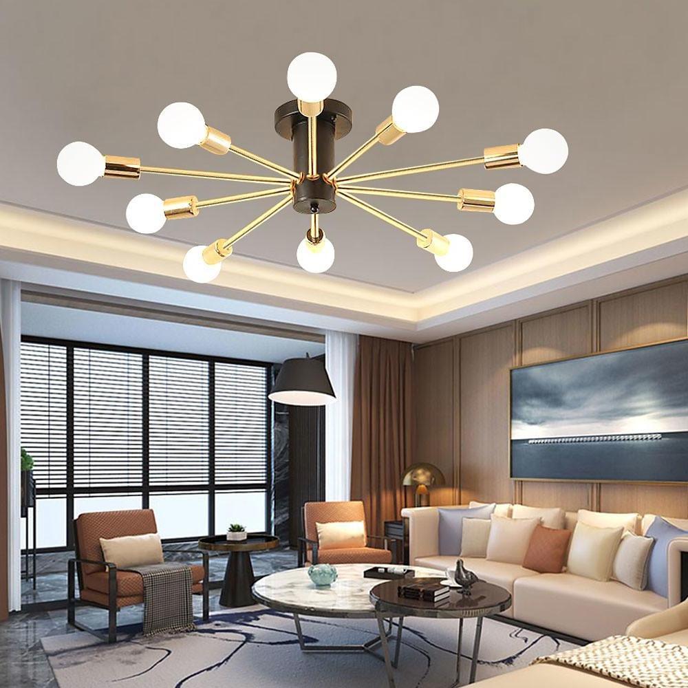 Modern Sputnik Chandelier - 10-Light Geometric Metal Pendant