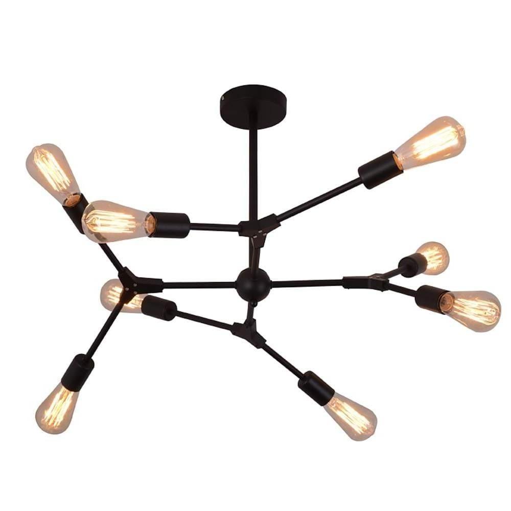 9-Light Irregular Nordic Metal Chandelier with E27 LED Socket