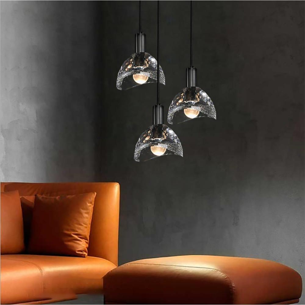 Nordic Crystal Pendant Light with Copper Finish & Integrated LED