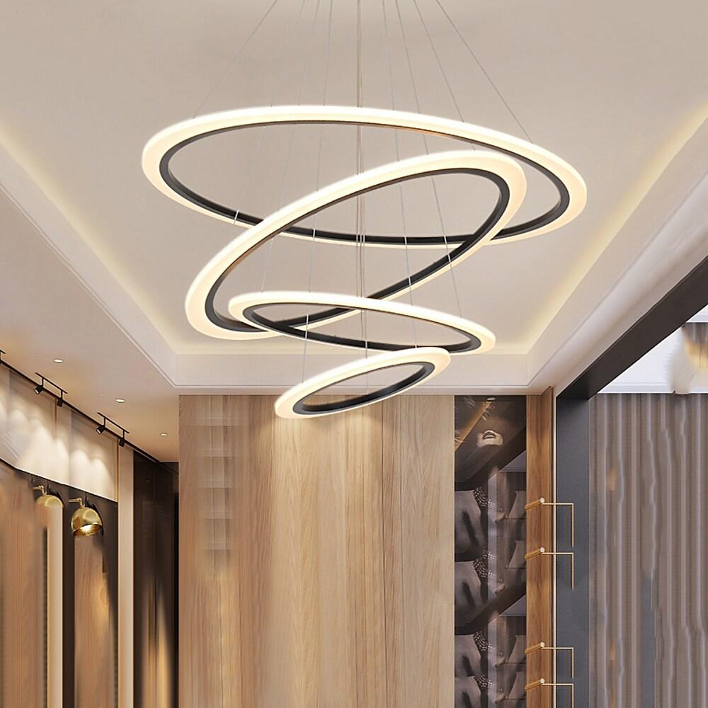 4-Ring Geometric LED Modern Chandelier Pendant Light