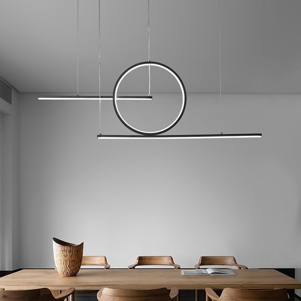 Modern Circular Linear LED Pendant Light Aluminum Dining Room